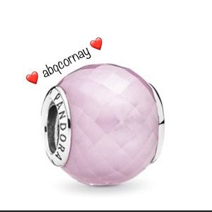 EUC Pandora 791499PCZ Sterling Silver Petite Facets Charm w/ Pink Zirconia